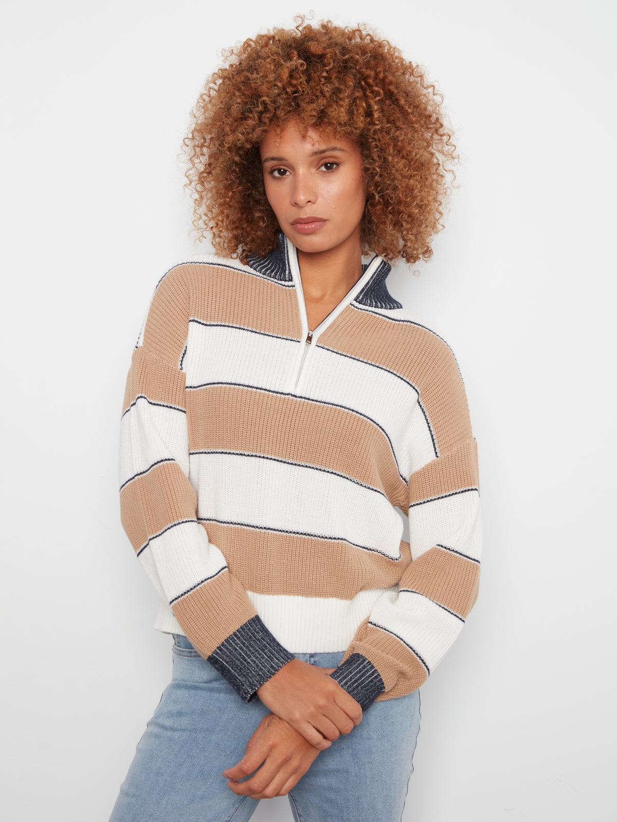 CB Camel Striped Sweater