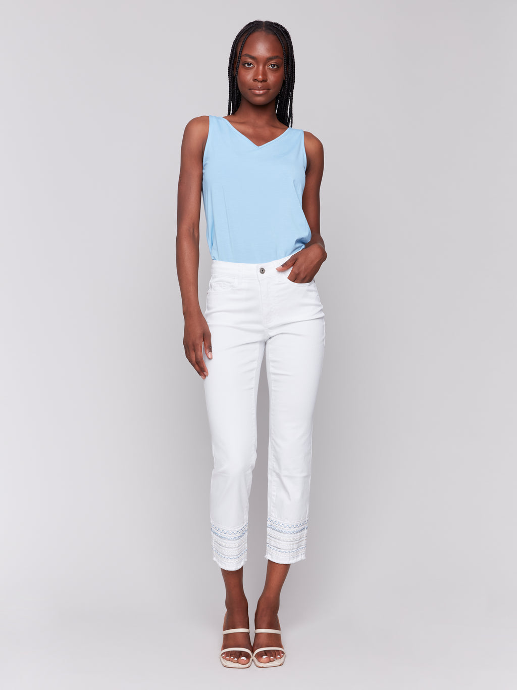 Charlie B Embroidered Cuff Jeans