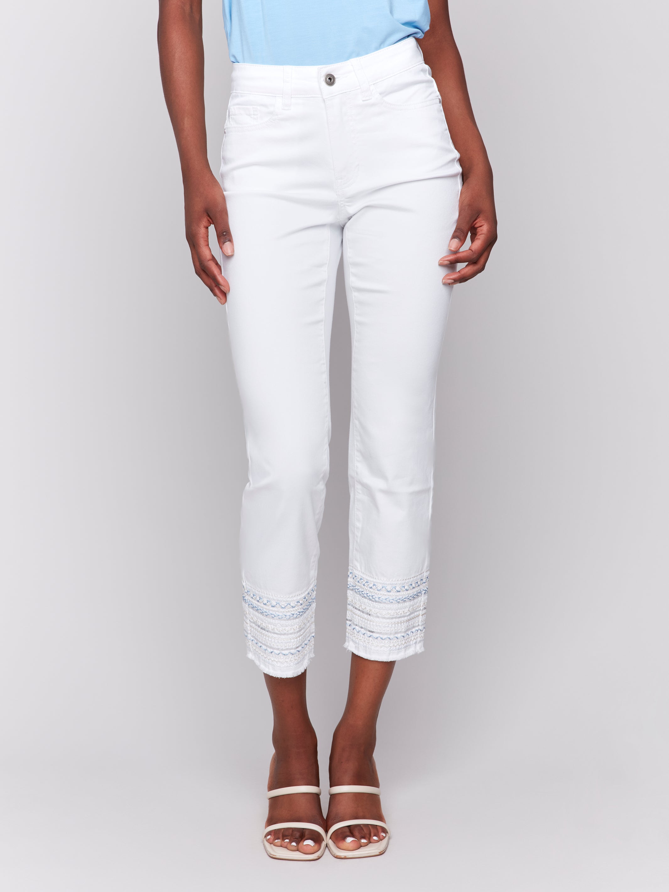 Charlie B Embroidered Cuff Jeans
