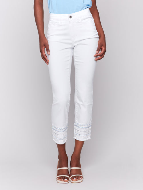 Charlie B Embroidered Cuff Jeans