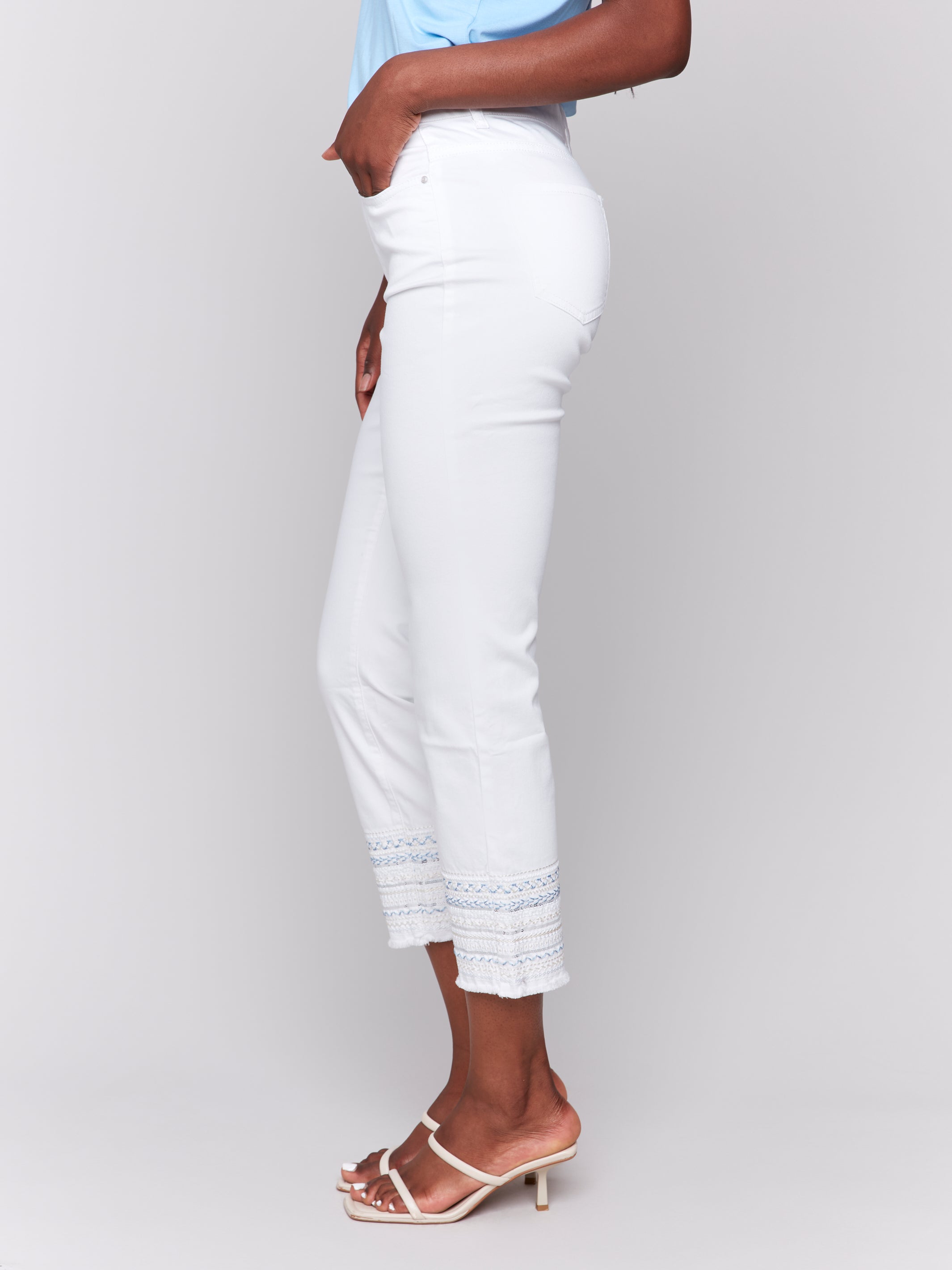 Charlie B Embroidered Cuff Jeans