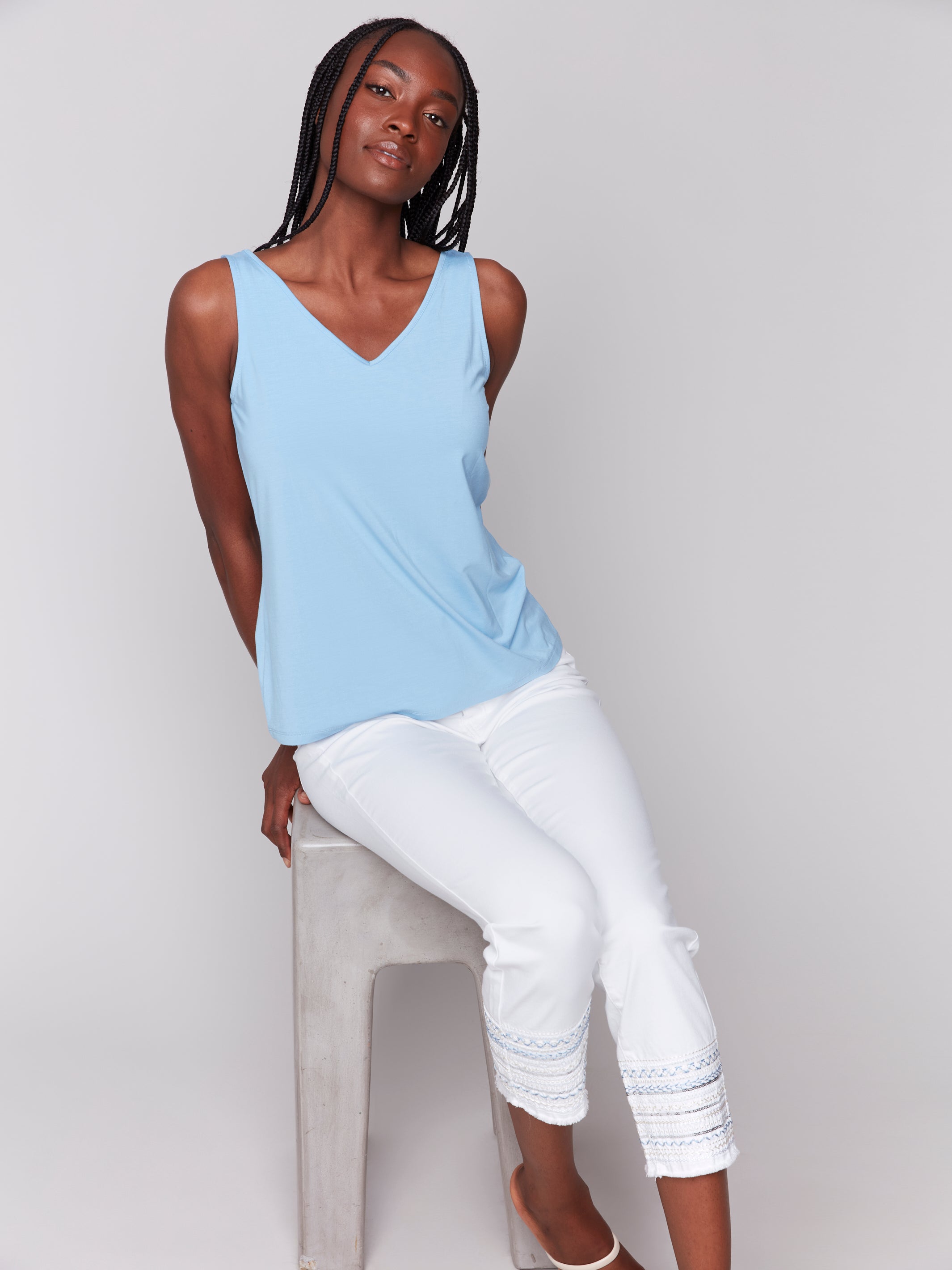 Charlie B Embroidered Cuff Jeans