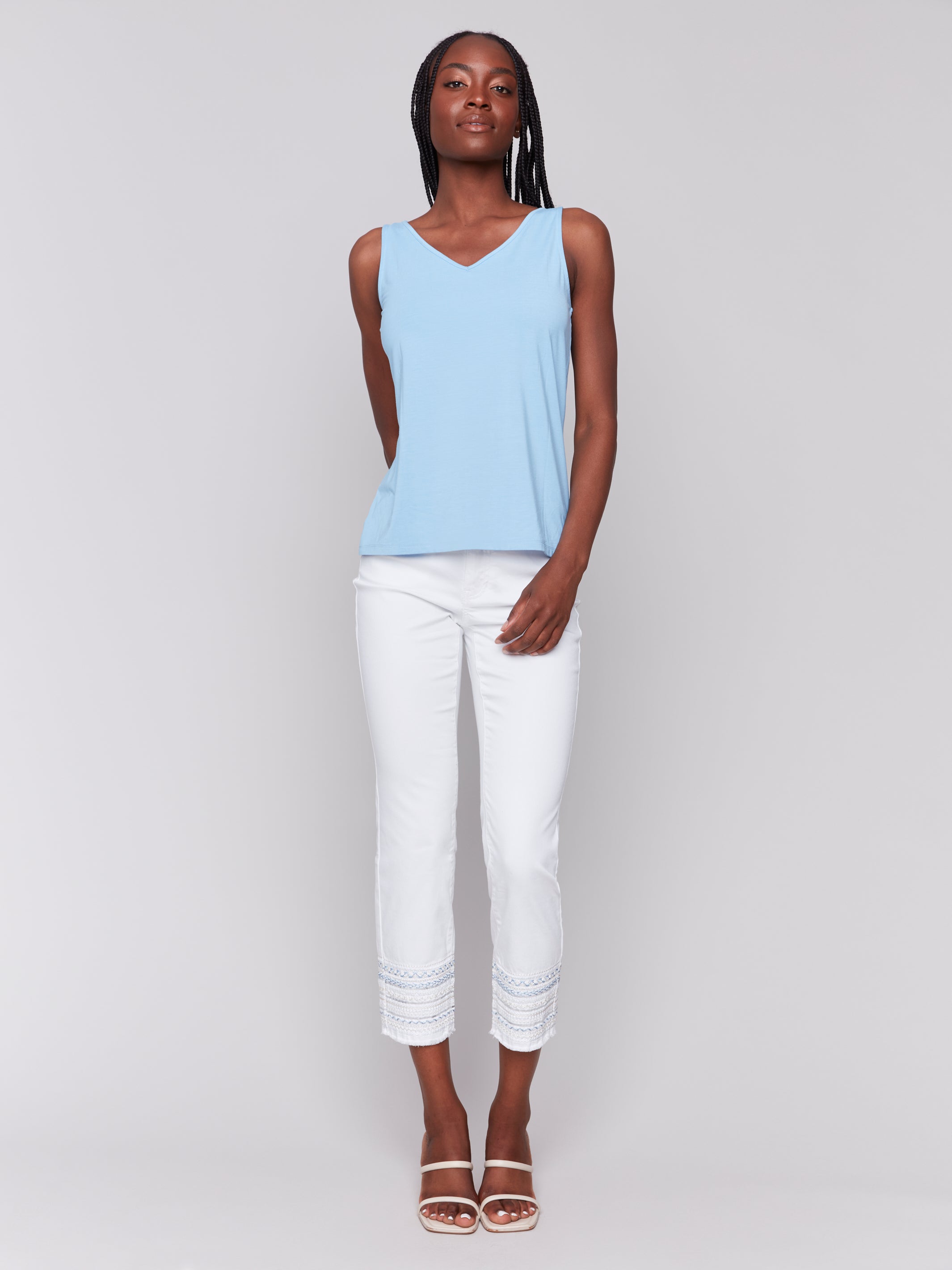Charlie B Embroidered Cuff Jeans