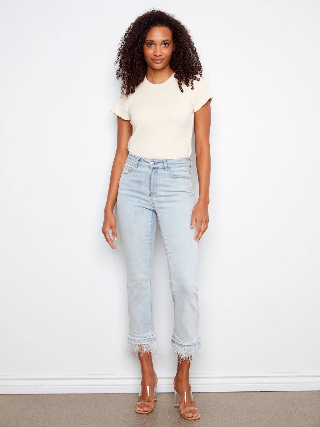 Charlie B | Feather Trim Jeans