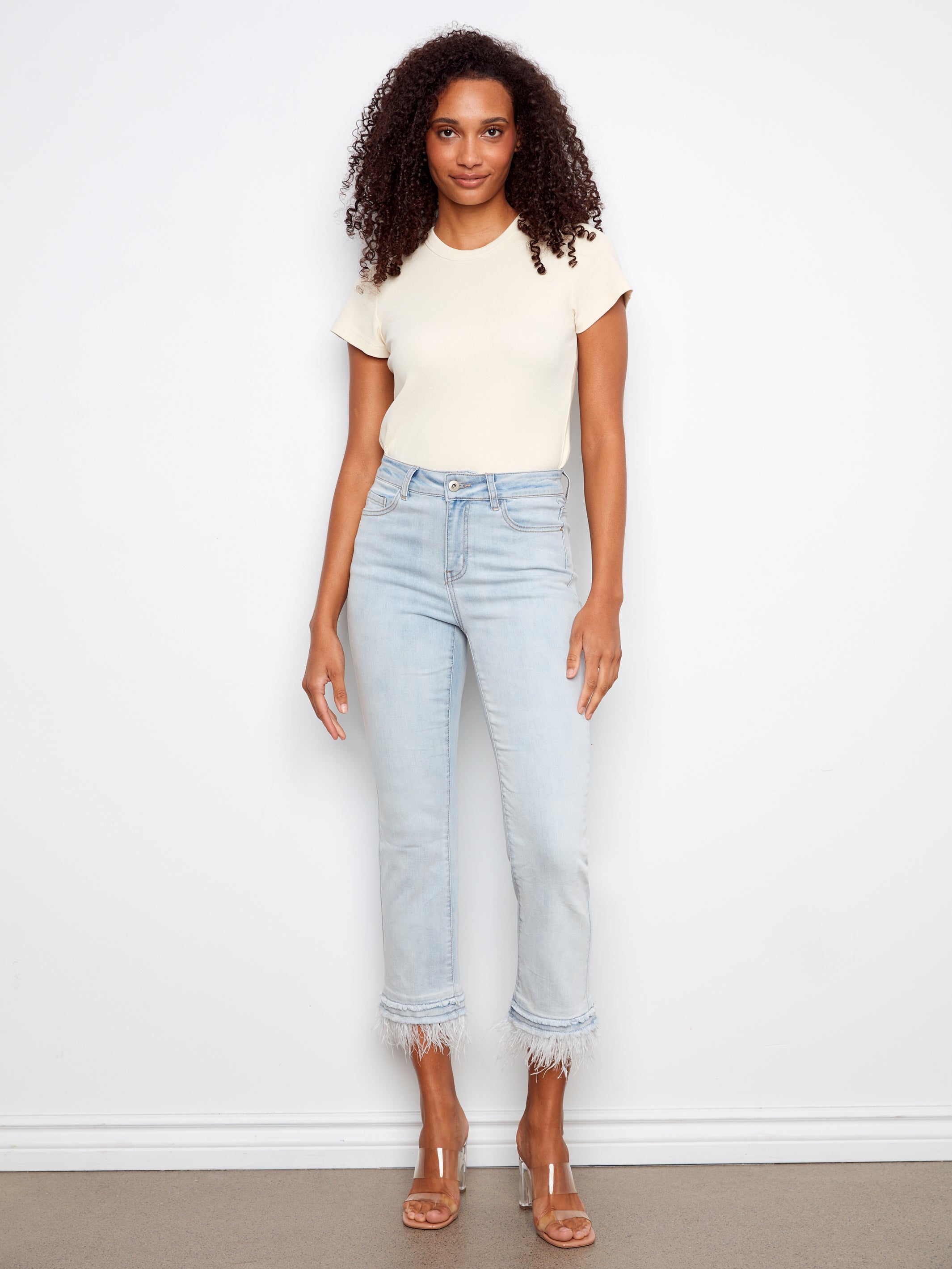 Charlie B | Feather Trim Jeans