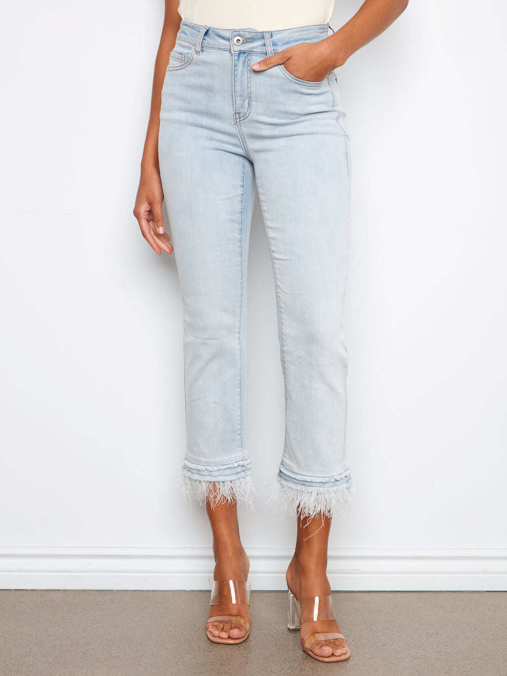 Charlie B | Feather Trim Jeans