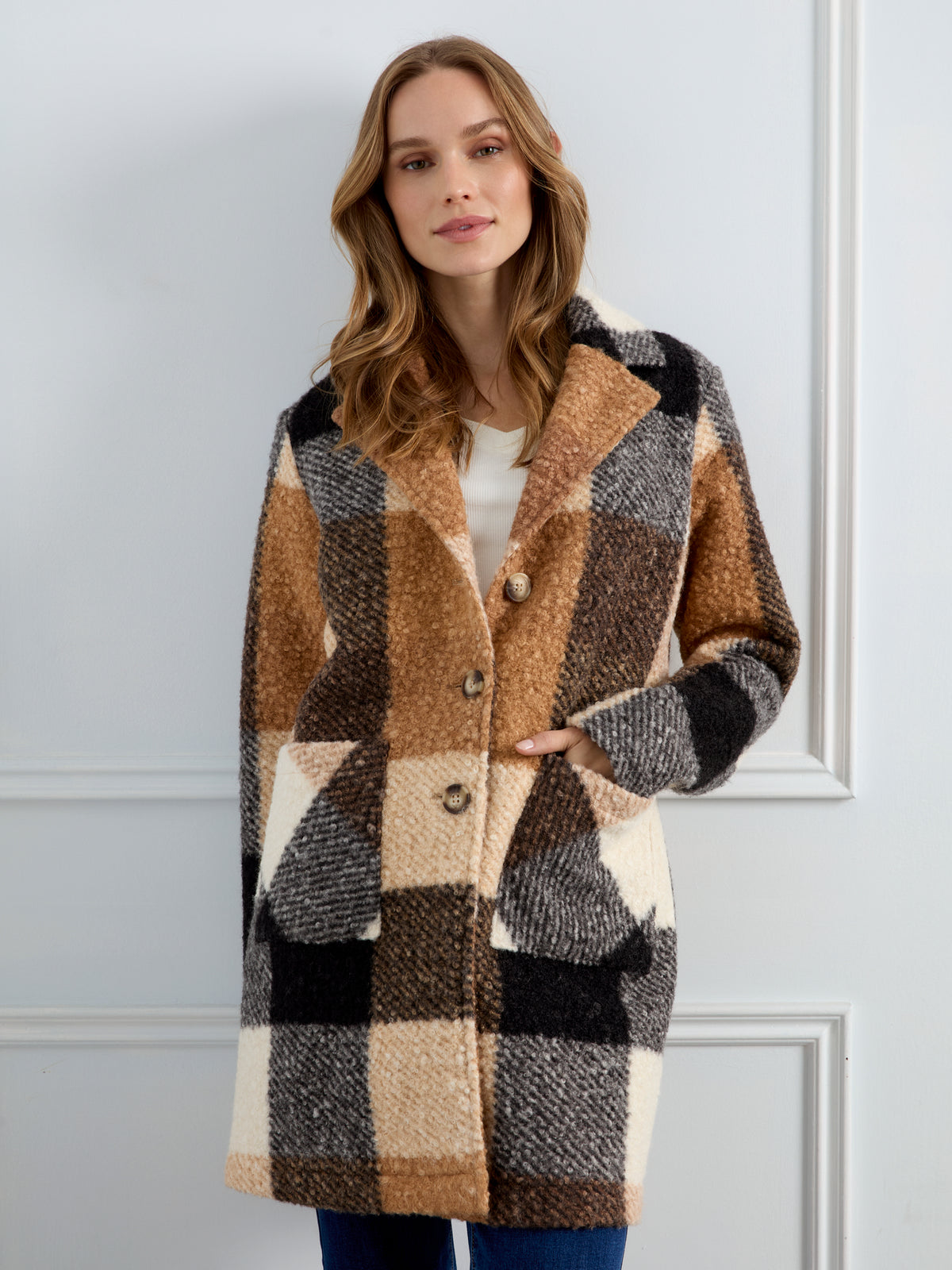 CB Boucle Plaid Coat