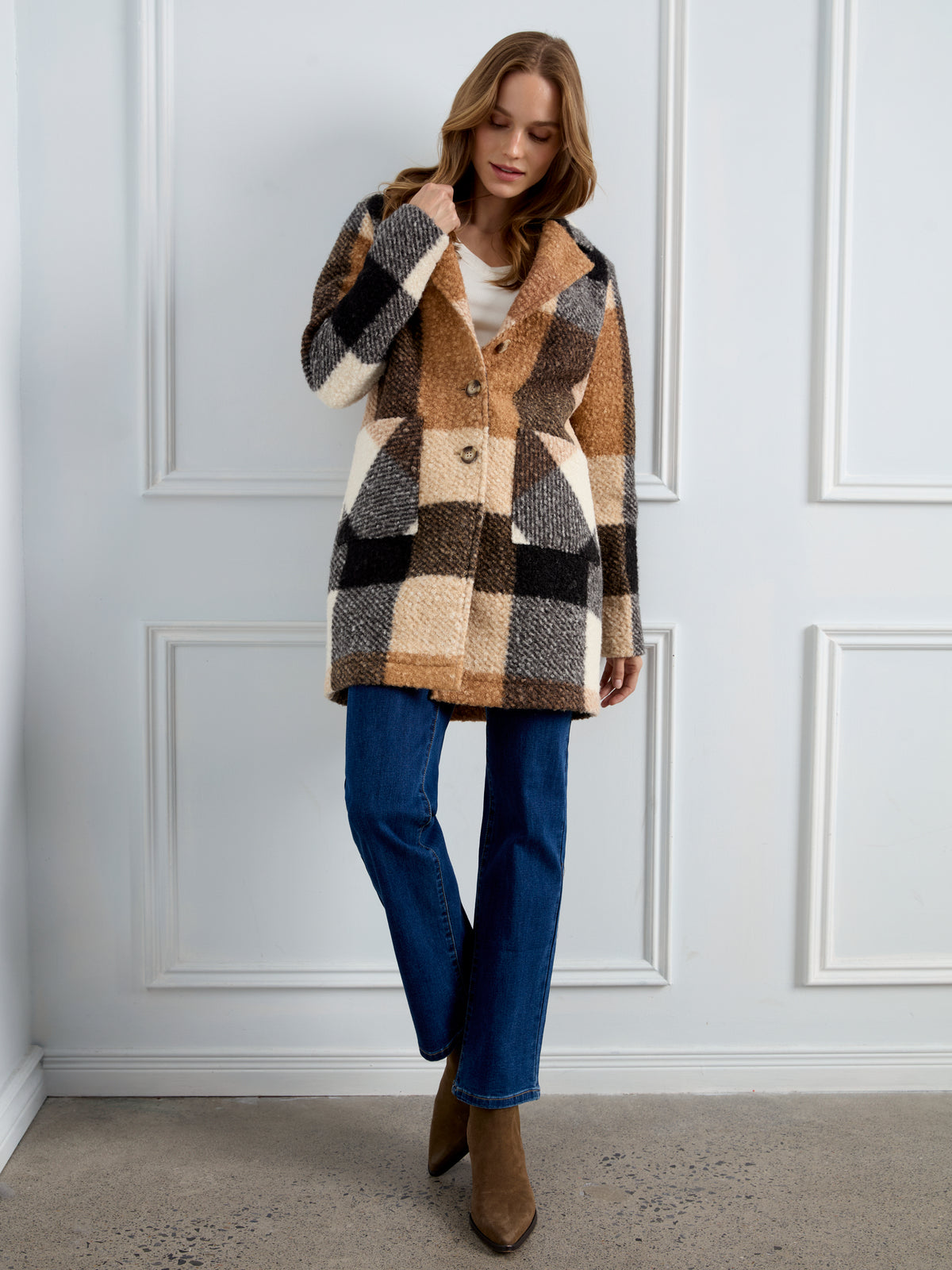 CB Boucle Plaid Coat