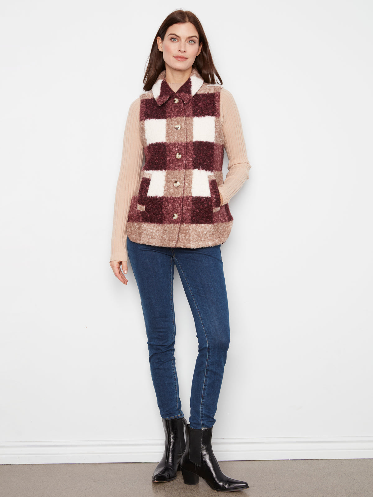 CB Plaid Boucle Vest