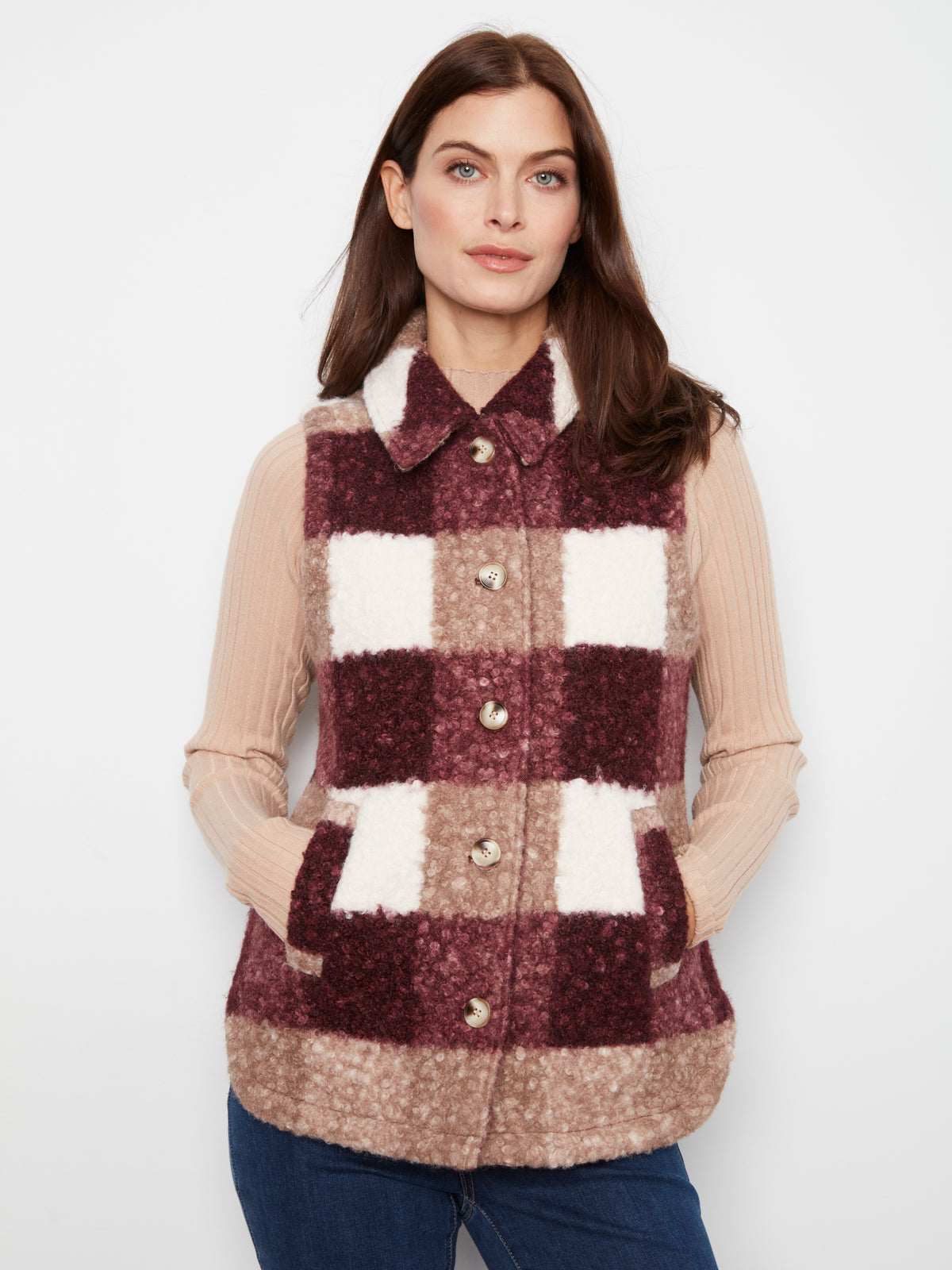 CB Plaid Boucle Vest
