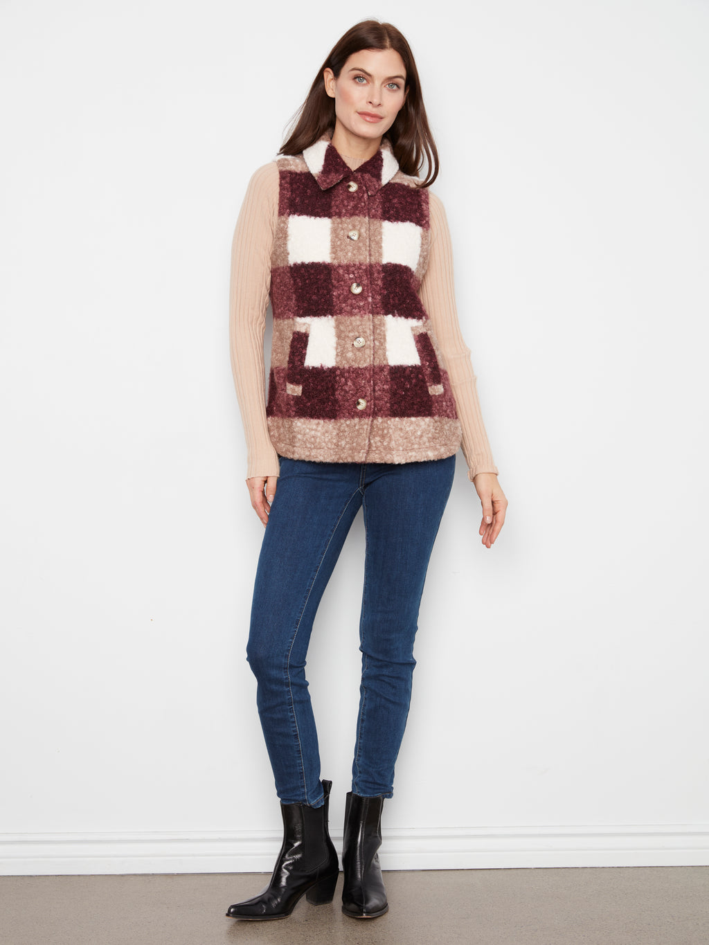 CB Plaid Boucle Vest