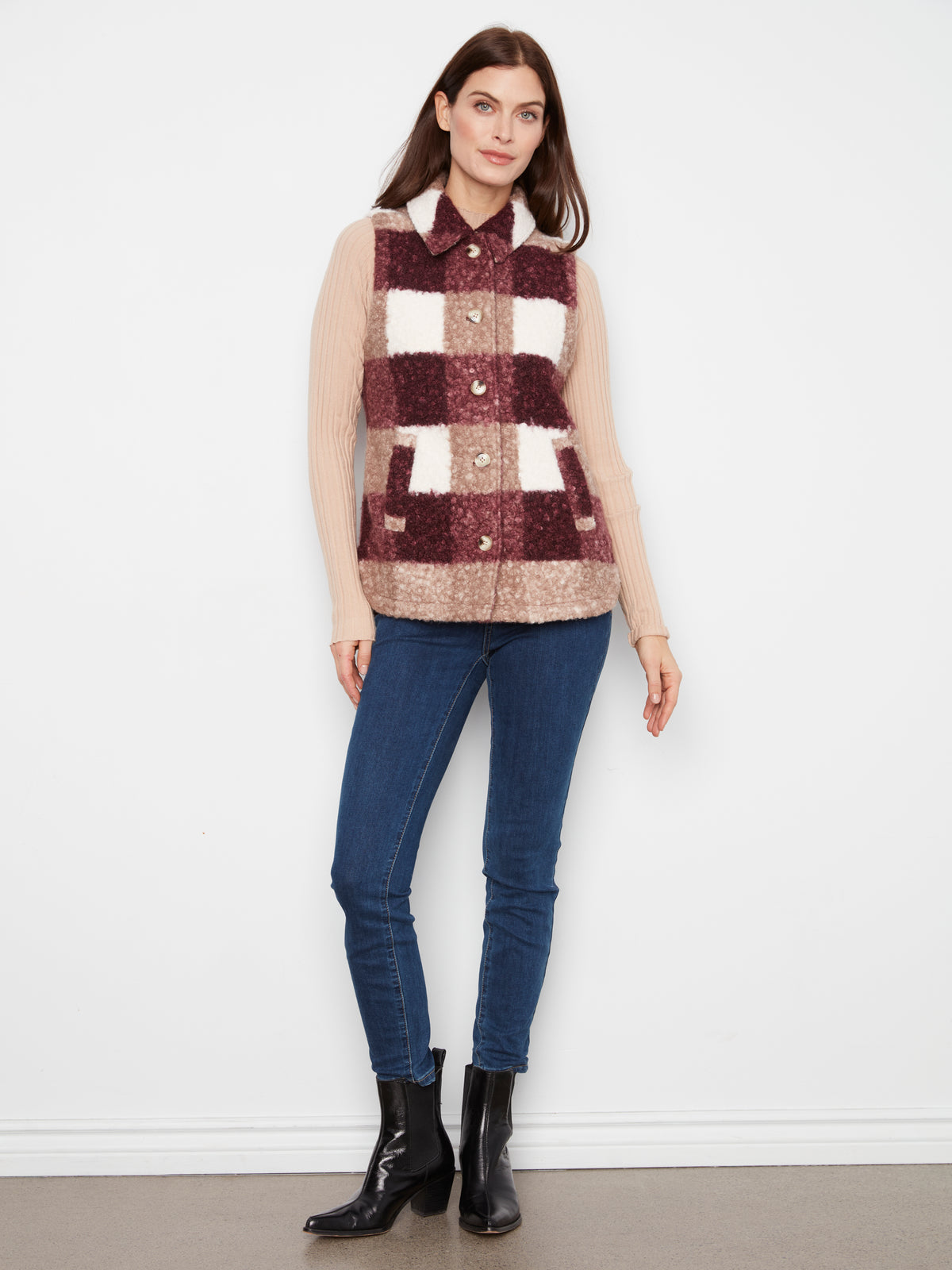 CB Plaid Boucle Vest