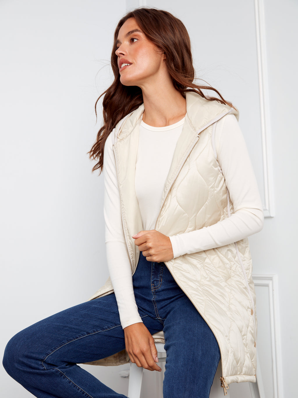 CB Pearlized Long Vest