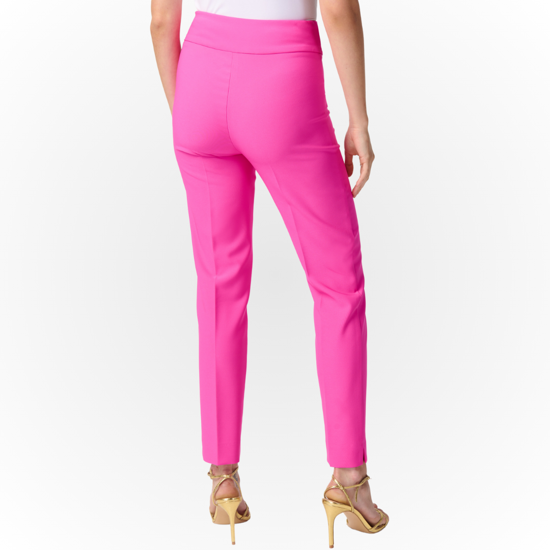 Jaboli Boutique - Fergus Ontario - Joseph Ribkoff - Ultra Pink - straight Leg Pant - 241231 - Joseph Ribkoff Pull-On High-Rise pants in Ultra Pink Crafted with signature Ponti fabric for comfort and style Slim fit silhouette for a contemporary and flattering look Chic option for various occasions Pair with coordinating jacket or blouse for a polished ensemble Proudly crafted in Canada, showcasing quality craftsmanship, stretchy, no pockets