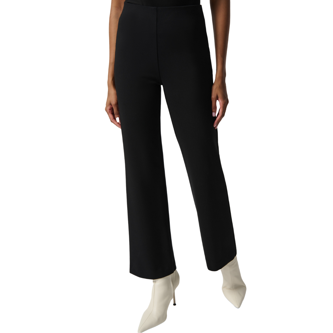  A Stunning And Sleek  Trouser  Truly Timeless  Wide Leg with a Slight Flare  Colour Black  Tummy Tuck, Relaxed Fit  Ponti Fabric  Proudly Made In Canada!