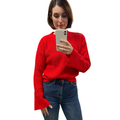 Jaboli Boutique - Fergus Ontario - Sanctuary -Chilly Out Sweater: Festive and cheerful addition to your wardrobe Cozy chenille sweater with a comfortable crew neck Vibrant lipstick color for a pop of warmth and vibrancy Long sleeves and waist-length design for a balanced blend of comfort and style Versatile option, perfect for pairing with your favorite Shirt Tail Blouse Ideal for creating a chic and fashionable look for any occasion Embrace the season in style with the Chilly Out Sweater.