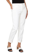 Jaboli Boutique · Products · Liverpool | Keeper Boyfriend | Jeans · Relaxed boyfriend jeans -colour white, cuffed hem, five-pocket design, and a button-fly closure, made from soft stretch denim with a mid-rise fit
