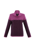 Jaboli Boutique - Fergus Ontario-Marble Chevron Sweater Style Number 7560 Colour Orchid (berry pink & Black)
Cotton-rich Chevron Print Sweater
Available in Black/White and Orchid/Black
68% cotton, 32% polyamide for a super soft, durable feel
Relaxed cowl neck for comfort
Classic fit offers a flattering silhouette
Bold two-color chevron knit pattern on body and sleeves
Solid color neck and shoulder panels for contrast
Versatile and chic addition to any wardrobe