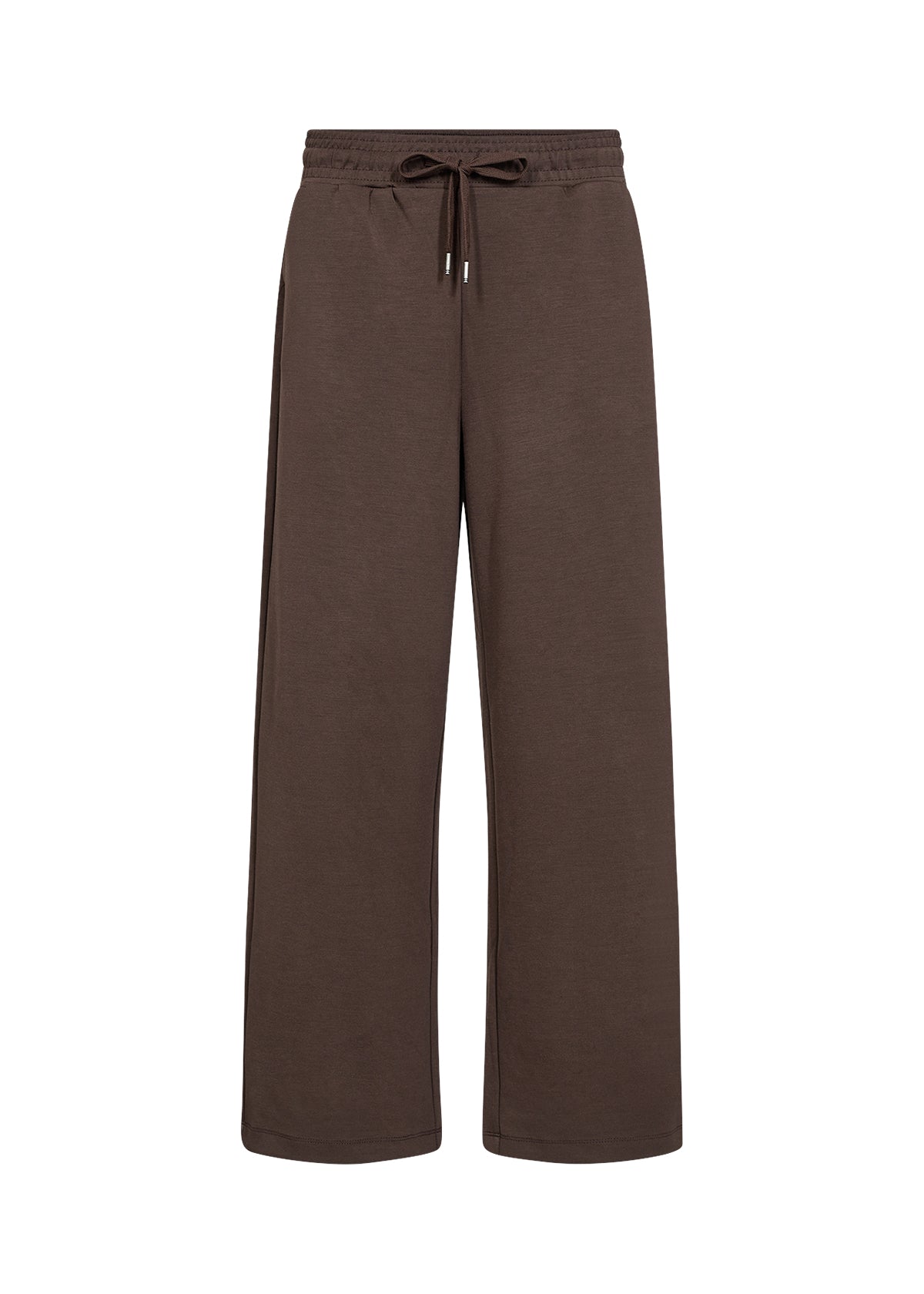 Brown pants with a tie waist on a white background