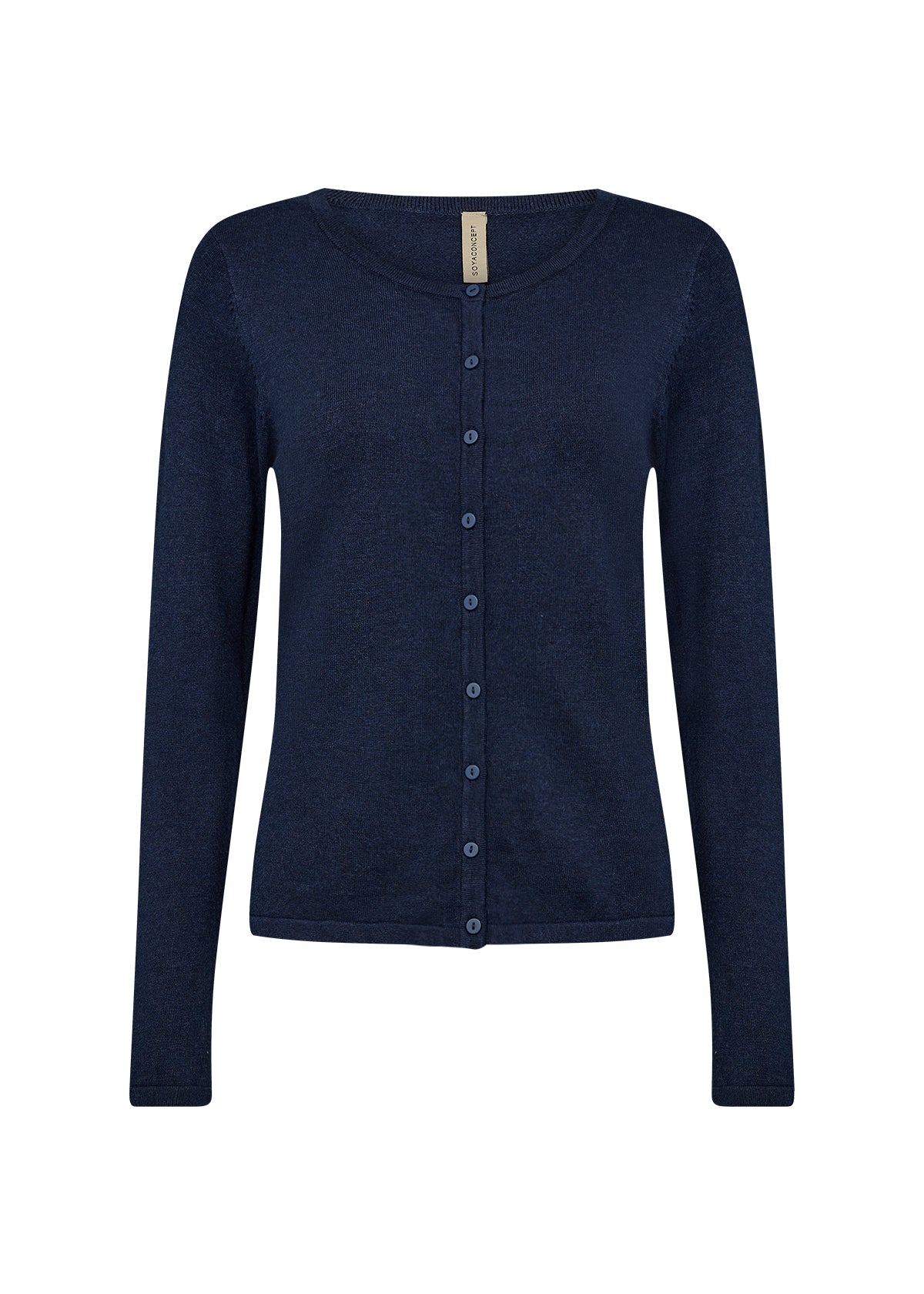 Navy blue cardigan on a white background