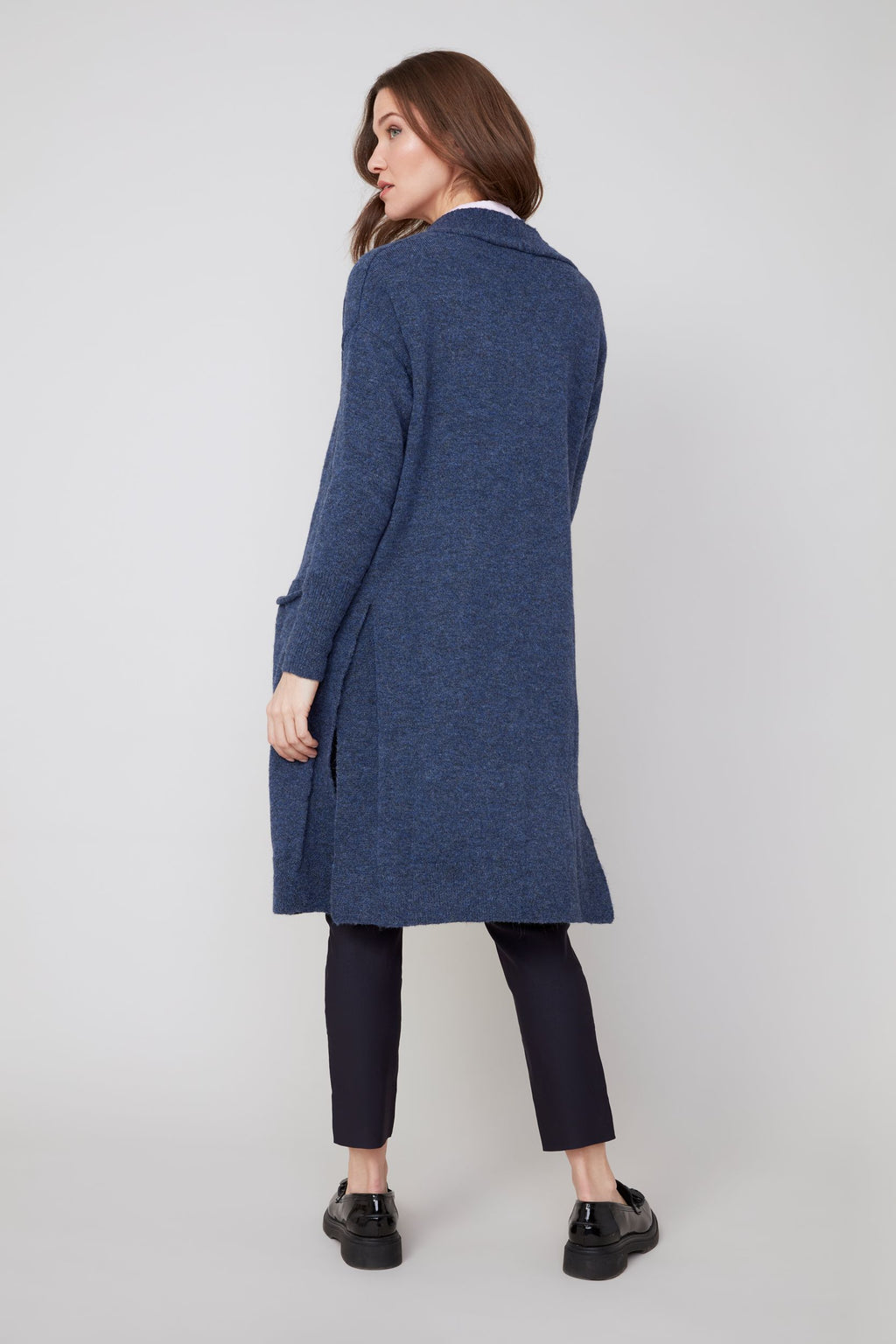 Jaboli Boutique|Fergus Ontario|Renuar | Cashmere Feel Open Front Cardigan|Heather Oxford Blue (dark denim blue)

Open Front

Colours - Black, Heather Oxford

38 Inches Long

Long Sleeves

Pockets