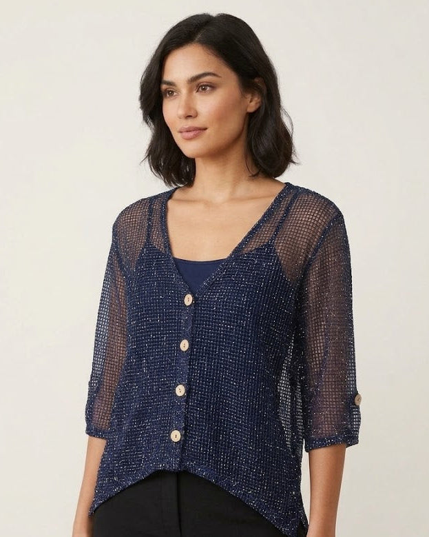 PN Mesh Button Cardi