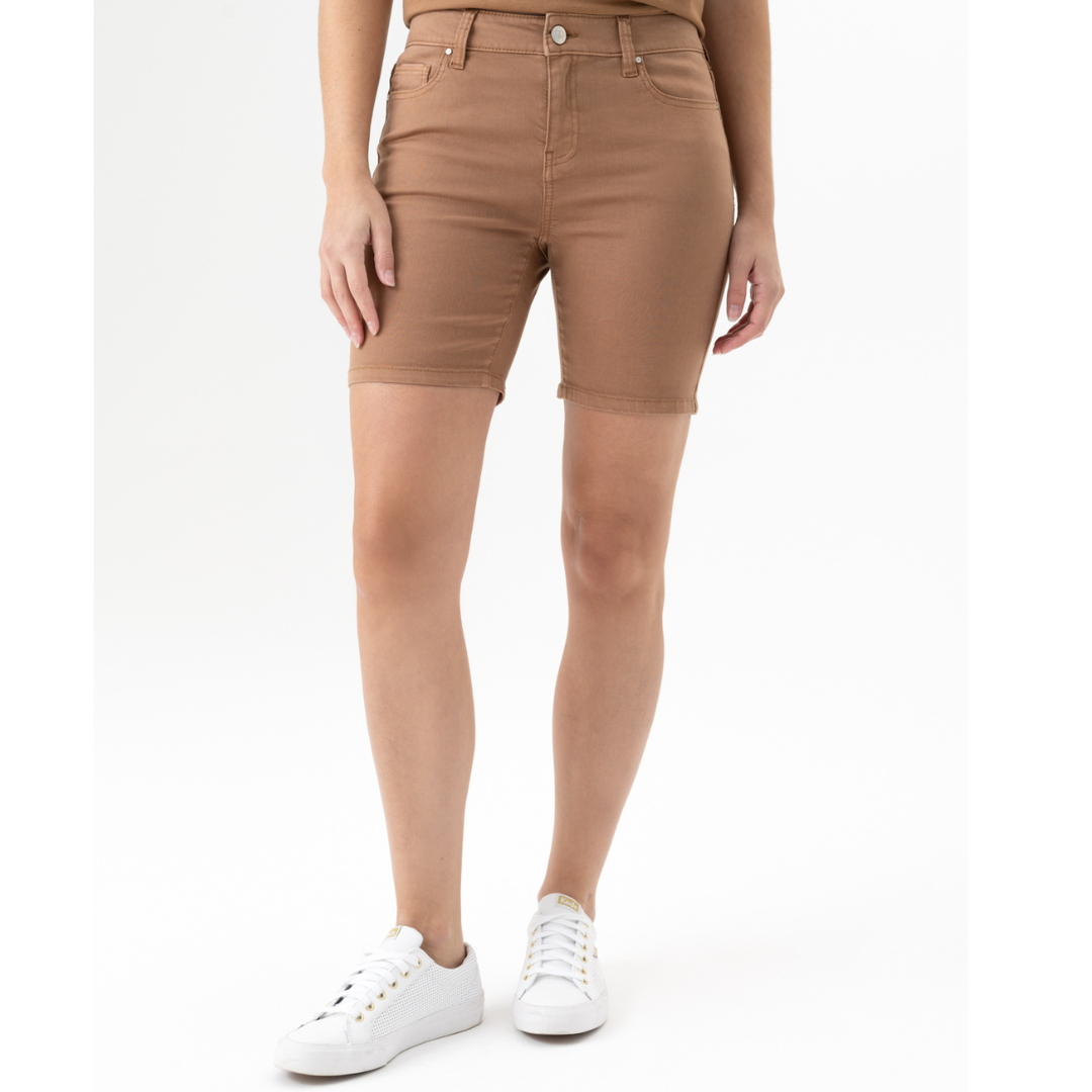 Jaboli Boutique - Fergus Ontario - Renuar - Nutmeg (Light Rich Brown) Shorts. The Perfect Summer Shorts! Stretchy Cotton/Tencel Blend Short, Colours - Creme, Nutmeg, New Midnight, Inseam 6". Super Soft Twill Fabric.
